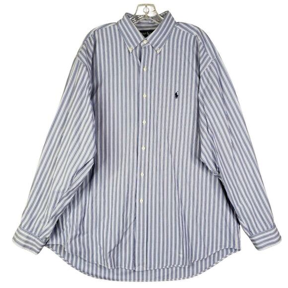 Polo Ralph Lauren Oxford Shirt Mens Size XL Striped Blue LS Button Down Blake - Picture 2 of 8